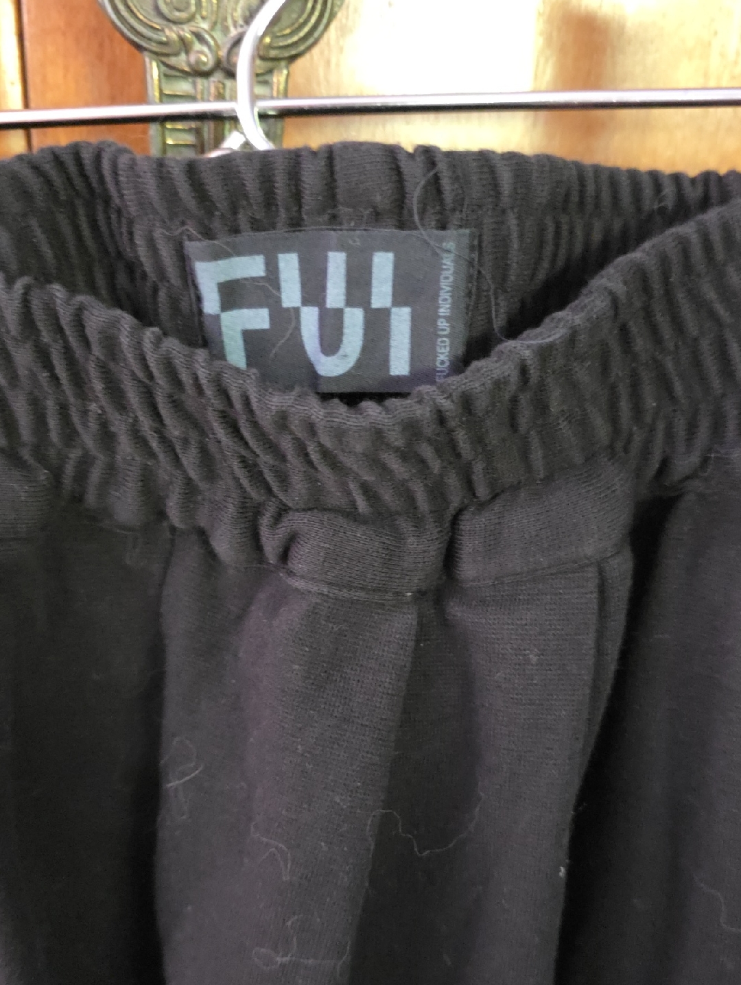 Fui Brand (Fuckedupindividual) Black Elastic Waist Sweatpants
